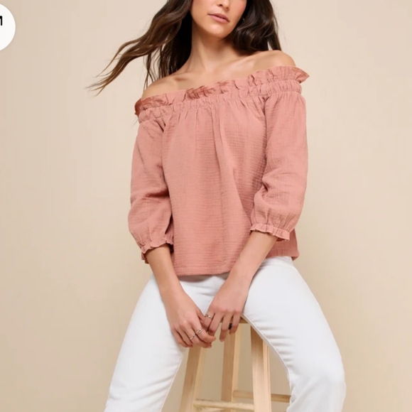 Lulus Rusty RiseOff Shoulder 3\4 sleeve Top SZ.XL NWT - Picture 4 of 7